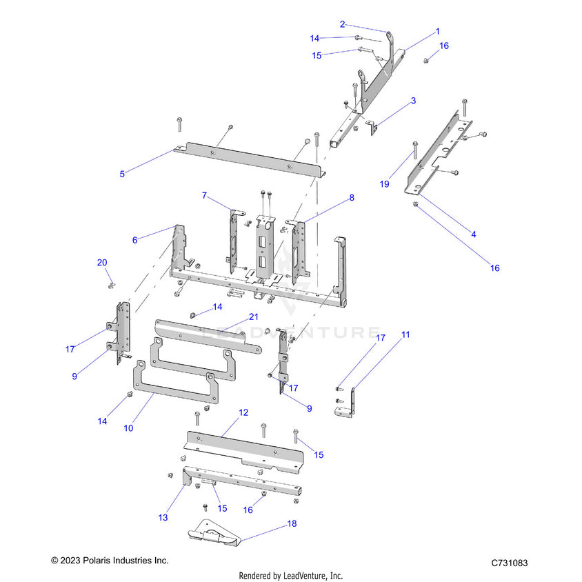 An Image of a Genuine Polaris Parts Schematic Diagram showing the schematic - ELECTRICAL: BATTERY MOUNTING PT - 2024 POLARIS RANGER EV FULL SIZE ULTIMATE