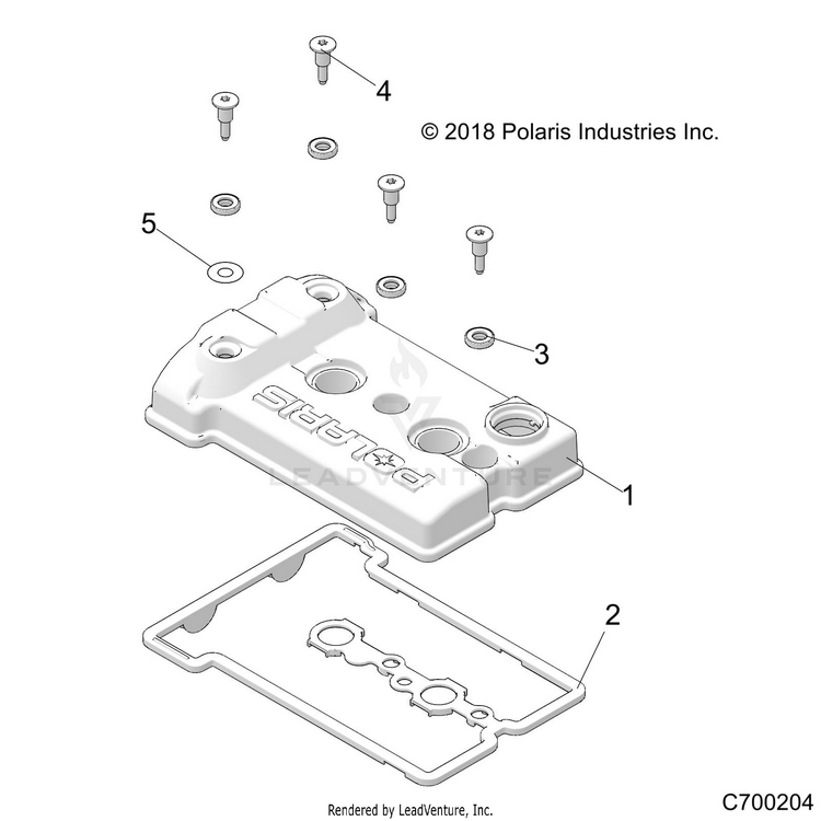 An Image of a Genuine Polaris Parts Schematic Diagram showing the schematic - ENGINE: VALVE COVER - 2019 POLARIS RANGER CREW 900 EPS