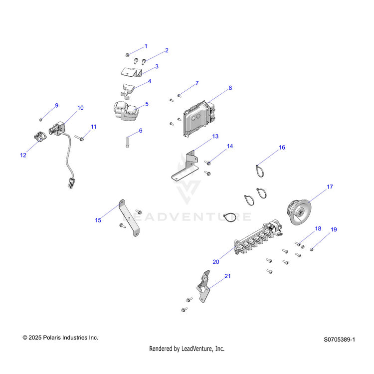 An Image of a Genuine Polaris Parts Schematic Diagram showing the schematic - ELECTRICAL: WIRE HARNESS COMPONENTS - 2022 POLARIS RANGER CREW XP 1000 NORTHSTAR ULTIMATE TRAIL BOSS EVAP