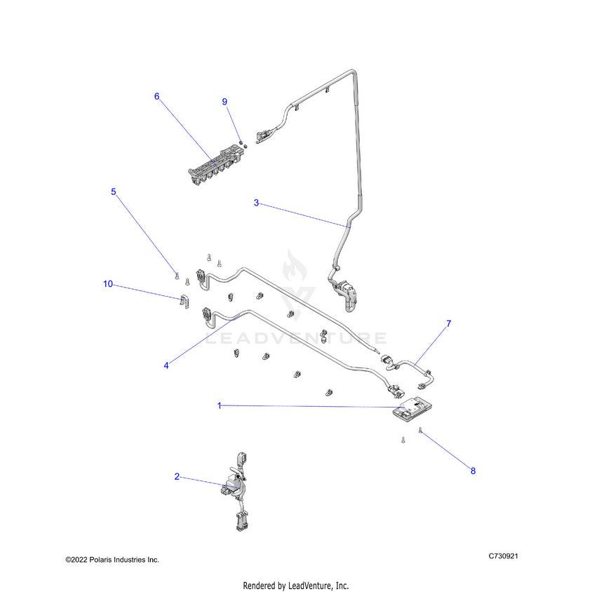 An Image of a Genuine Polaris Parts Schematic Diagram showing the schematic - BODY: DOME LIGHT - 2022 POLARIS RANGER CREW XP 1000 NORTHSTAR ULTIMATE BIG GAME