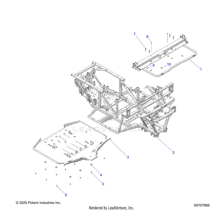 An Image of a Genuine Polaris Parts Schematic Diagram showing the schematic - CHASSIS: FRAME - 2026 POLARIS RANGER 570 NORTHSTAR