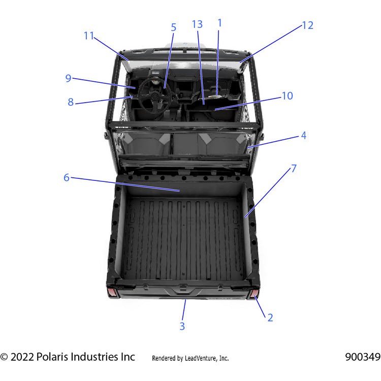 An Image of a Genuine Polaris Parts Schematic Diagram showing the schematic - BODY: DECALS GENERAL - 2022 POLARIS RANGER EV