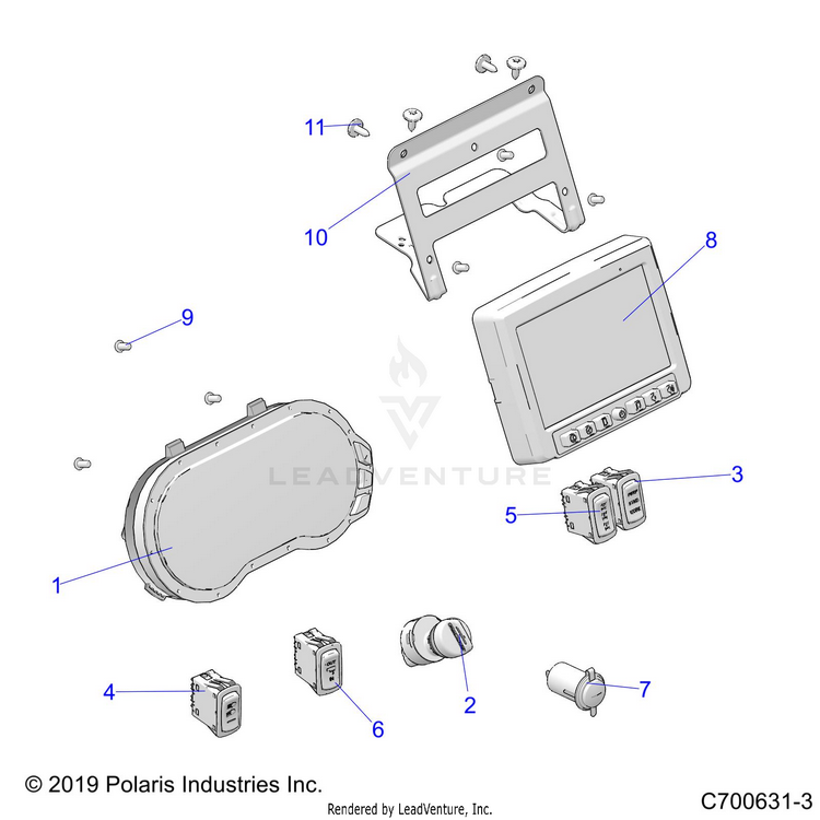 An Image of a Genuine Polaris Parts Schematic Diagram showing the schematic - ELECTRICAL: DASH INSTRUMENTS - 2020 POLARIS RANGER XP 1000 EPS RIDE COMMAND