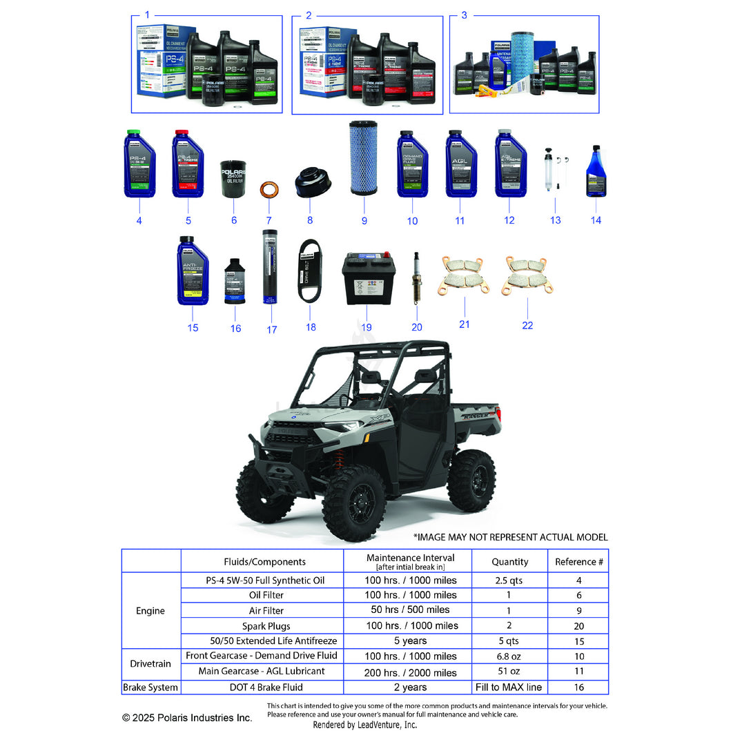 An Image of a Genuine Polaris Parts Schematic Diagram showing the schematic - *SERVICE & MAINTENANCE - 2022 POLARIS RANGER XP 1000 TRAIL BOSS EVAP