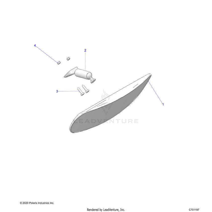 An Image of a Genuine Polaris Parts Schematic Diagram showing the schematic - BODY: MIRROR - 2026 POLARIS RANGER 1000 XP CREW NORTHSTAR ULTIMATE TRAIL BOSS