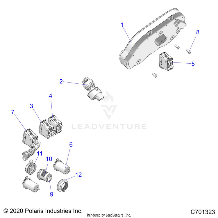 An Image of a Genuine Polaris Parts Schematic Diagram showing the schematic - ELECTRICAL: DASH INSTRUMENTS - 2021 POLARIS RANGER XP 1000 TRAIL BOSS EVAP