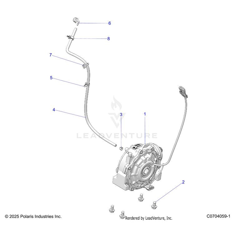 An Image of a Genuine Polaris Parts Schematic Diagram showing the schematic - DRIVE TRAIN: FRONT GEARCASE MOUNTING - 2022 POLARIS GENERAL 1000 SPORT EPS