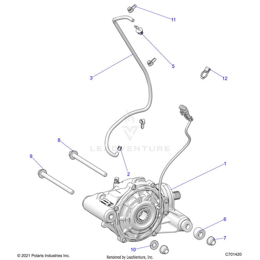 An Image of a Genuine Polaris Parts Schematic Diagram showing the schematic - DRIVE TRAIN: FRONT GEARCASE MOUNTING - 2022 POLARIS RANGER CREW XP 1000 NORTHSTAR ULTIMATE BIG GAME