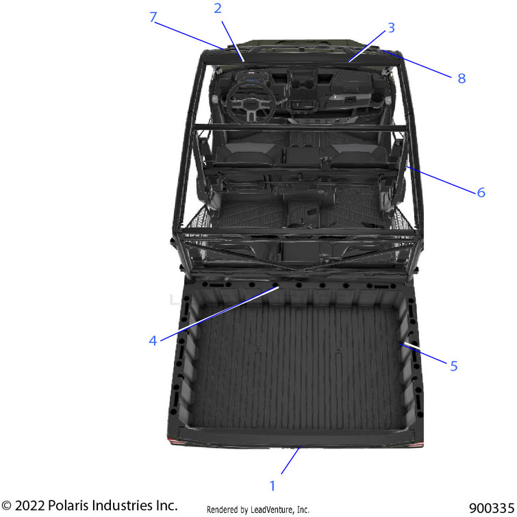An Image of a Genuine Polaris Parts Schematic Diagram showing the schematic - BODY: DECALS GENERAL - 2023 POLARIS RANGER CREW XP 1000 NORTHSTAR ULTIMATE TRAIL BOSS