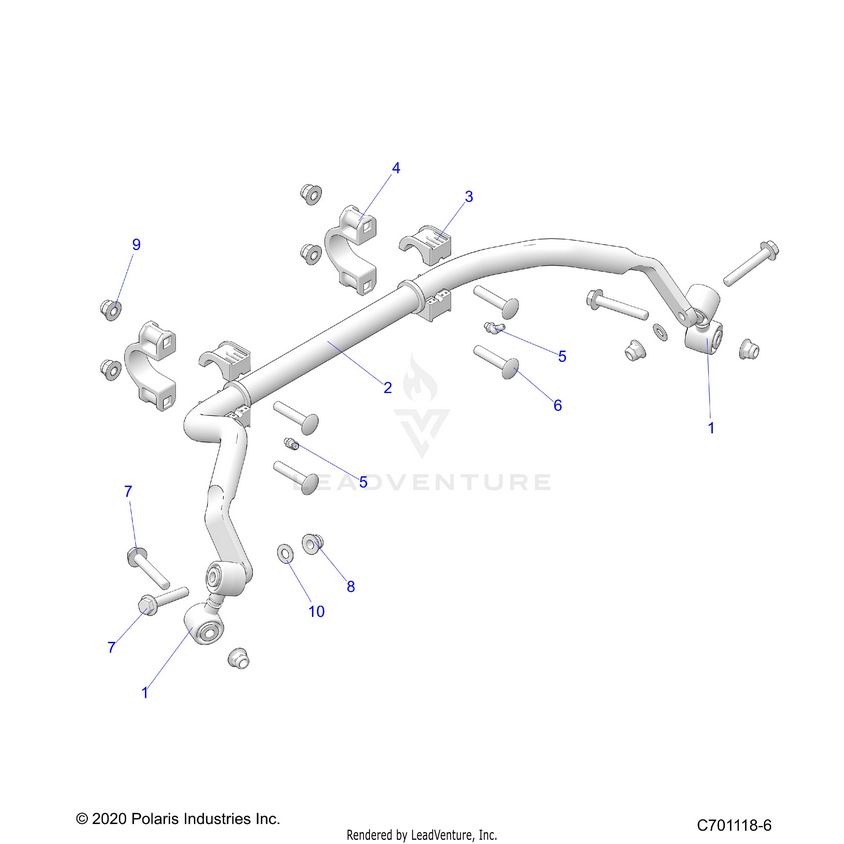 An Image of a Genuine Polaris Parts Schematic Diagram showing the schematic - SUSPENSION: REAR STABILIZER BAR - 2024 POLARIS GENERAL 1000 SPORT