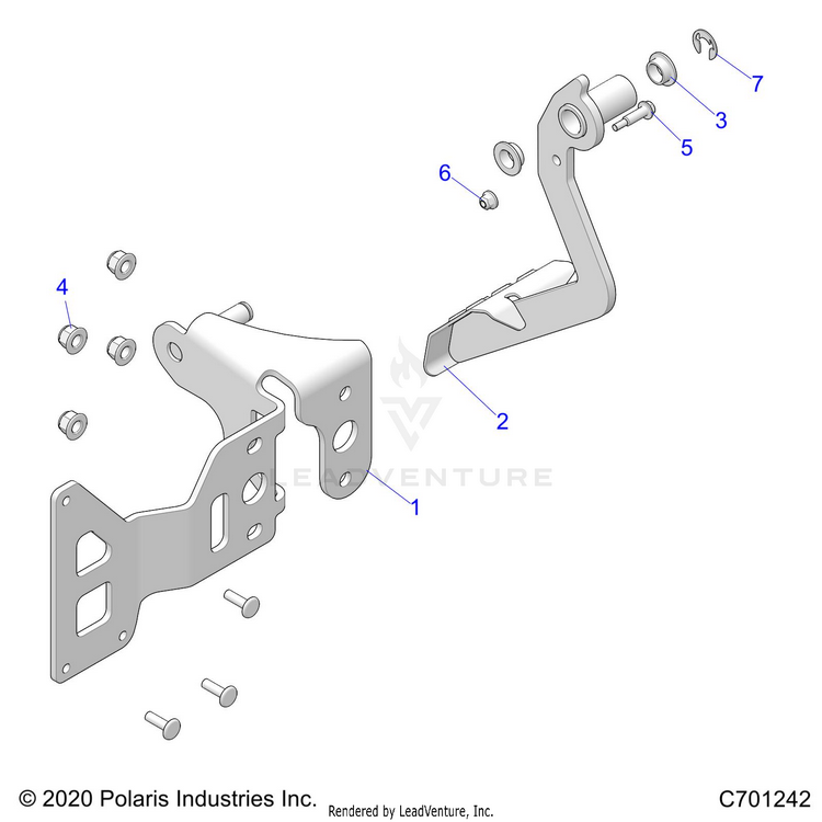 An Image of a Genuine Polaris Parts Schematic Diagram showing the schematic - BRAKES: PEDAL - 2022 POLARIS RANGER XP 1000 TRAIL BOSS EVAP