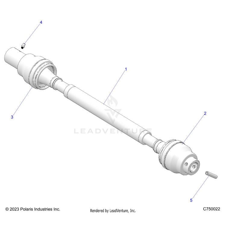 An Image of a Genuine Polaris Parts Schematic Diagram showing the schematic - DRIVE TRAIN: FRONT PROP SHAFT - 2025 POLARIS GENERAL XP 1000 SPORT