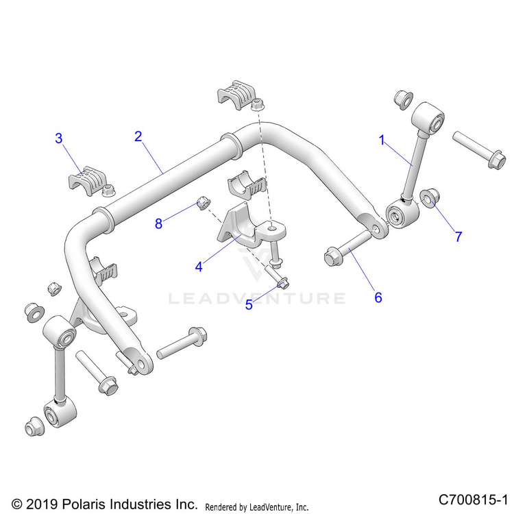 An Image of a Genuine Polaris Parts Schematic Diagram showing the schematic - SUSPENSION: FRONT STABILIZER BAR - 2022 POLARIS GENERAL XP SPORT 1000
