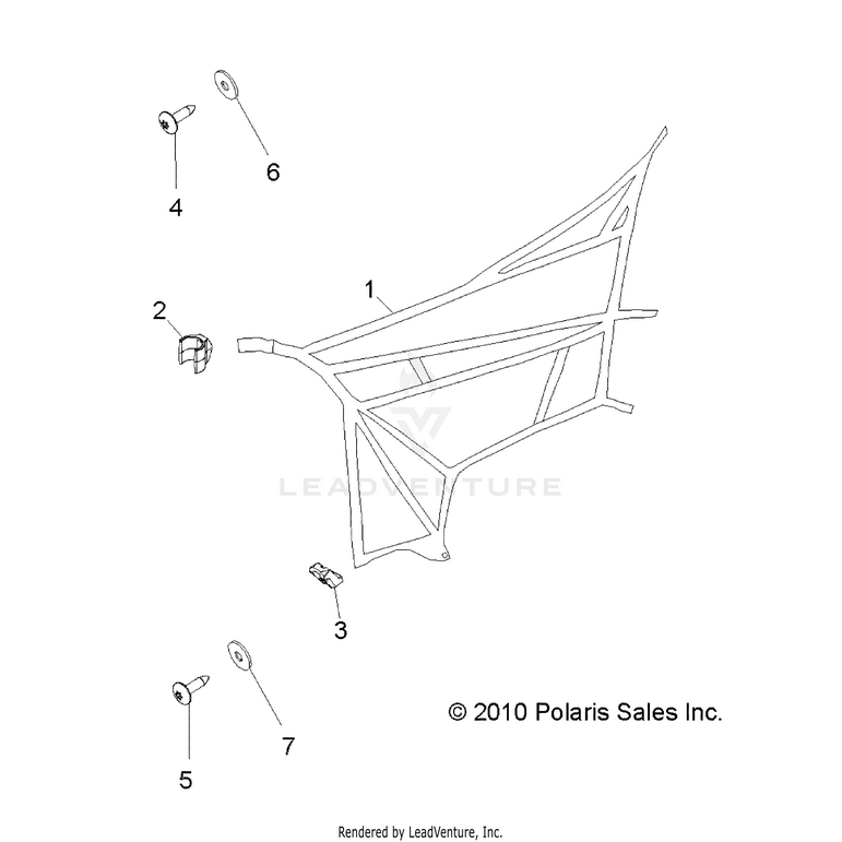 An Image of a Genuine Polaris Parts Schematic Diagram showing the schematic - BODY: SIDE NETS - 2016 POLARIS RANGER 800 6X6