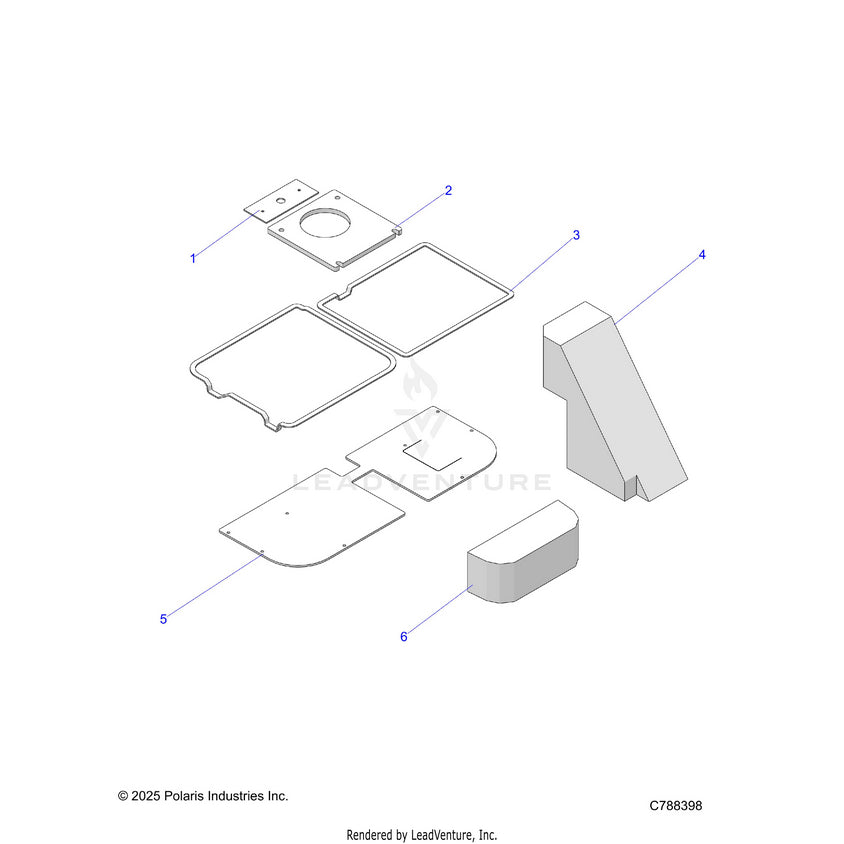 An Image of a Genuine Polaris Parts Schematic Diagram showing the schematic - BODY: FOAM - 2023 POLARIS RANGER XP 1000 NORTHSTAR ULTIMATE EVAP