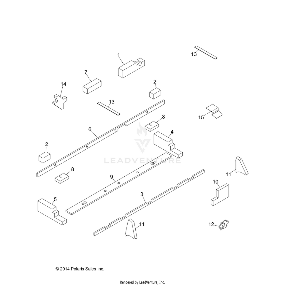 An Image of a Genuine Polaris Parts Schematic Diagram showing the schematic - BODY: SEALS - 2015 POLARIS RANGER HST