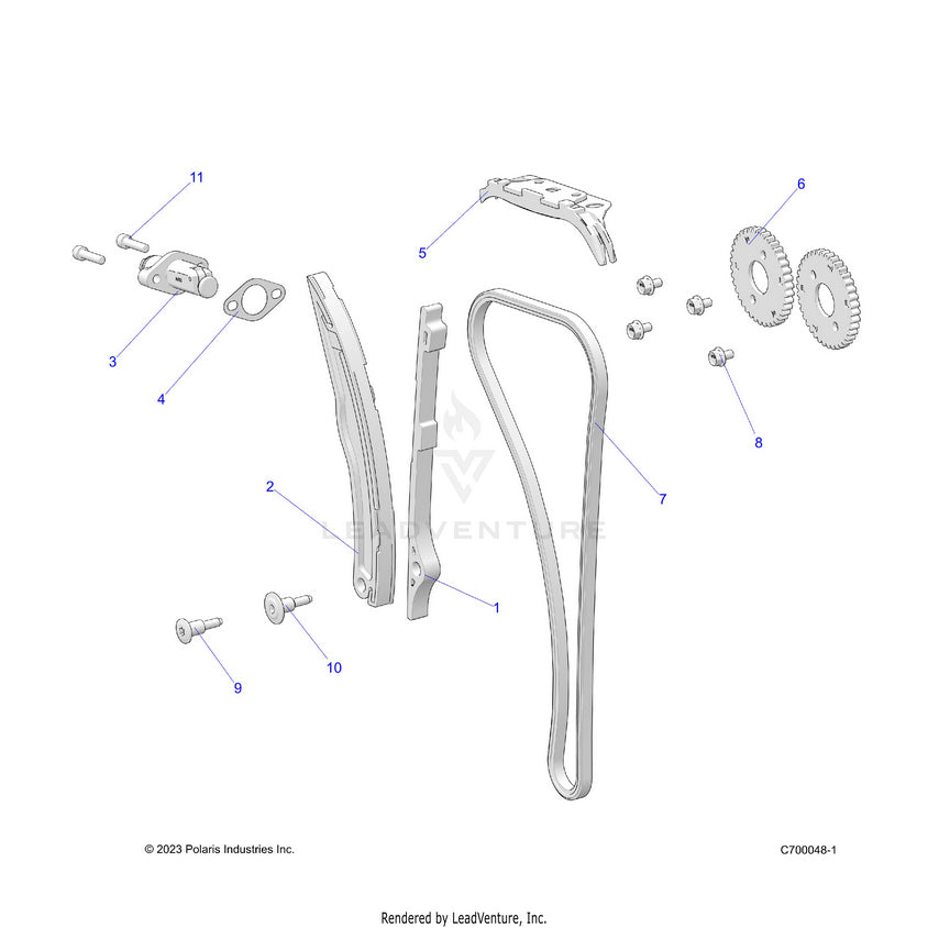 An Image of a Genuine Polaris Parts Schematic Diagram showing the schematic - ENGINE: CAM CHAIN & TENSIONER - 2026 POLARIS RANGER 1000 XP NORTHSTAR ULTIMATE
