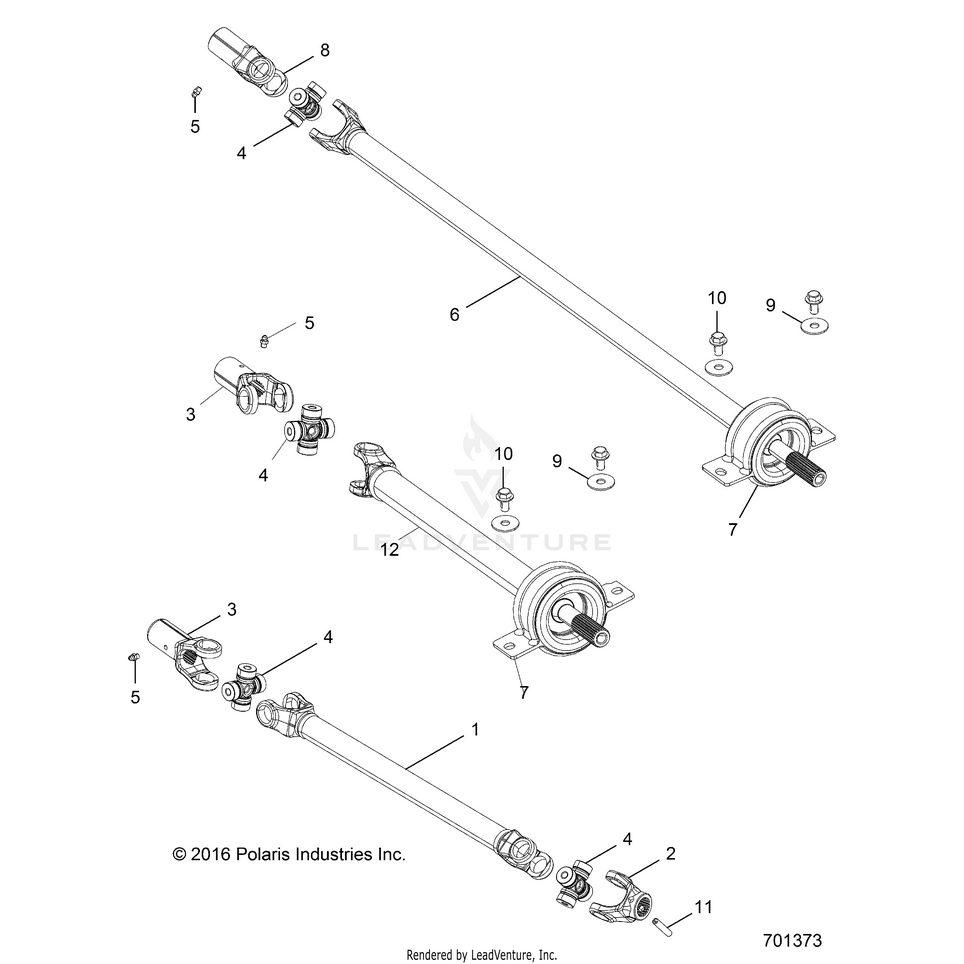 An Image of a Genuine Polaris Parts Schematic Diagram showing the schematic - DRIVE TRAIN: FRONT PROP SHAFT - 2017 POLARIS GENERAL 1000 4 EPS