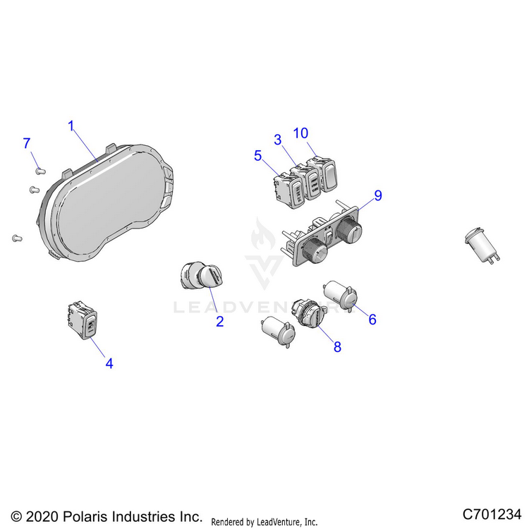 An Image of a Genuine Polaris Parts Schematic Diagram showing the schematic - ELECTRICAL: DASH INSTRUMENTS - 2021 POLARIS RANGER CREW XP 1000 NORTHSTAR