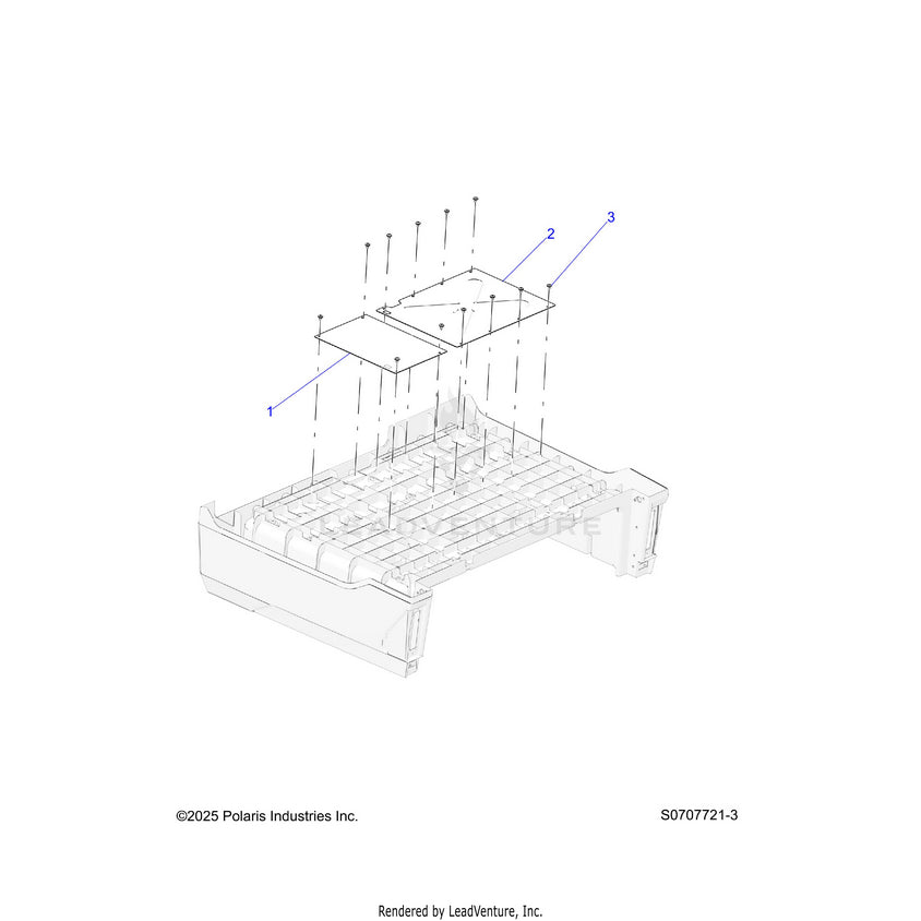 An Image of a Genuine Polaris Parts Schematic Diagram showing the schematic - BODY: BOX SHIELDS - 2026 POLARIS RANGER 500