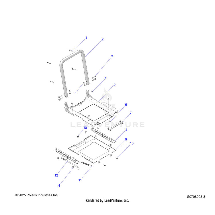 An Image of a Genuine Polaris Parts Schematic Diagram showing the schematic - BODY: SLIDER DRIVERS SEAT - 2026 POLARIS RANGER 1000 CREW EPS