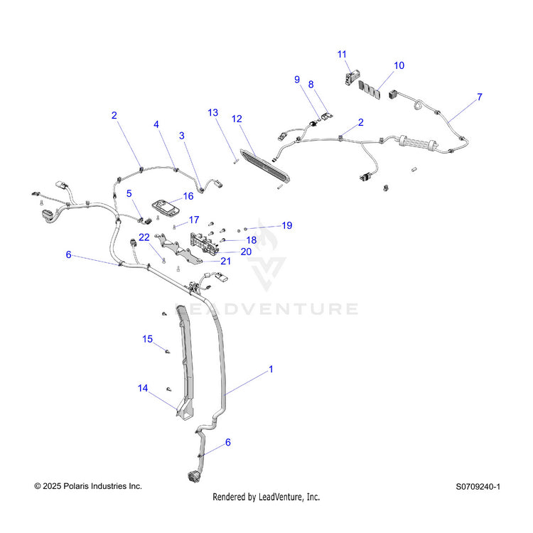 An Image of a Genuine Polaris Parts Schematic Diagram showing the schematic - ELECTRICAL: WIRE HARNESS ROOF - 2026 POLARIS RANGER XD 1500 NORTHSTAR MOUNTAINEER EDITION