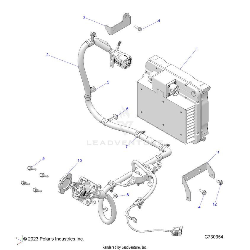 An Image of a Genuine Polaris Parts Schematic Diagram showing the schematic - ELECTRICAL: CHARGER PT - 2024 POLARIS RANGER EV FULL SIZE PREMIUM