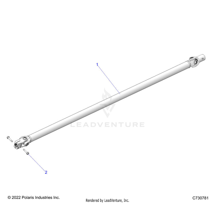 An Image of a Genuine Polaris Parts Schematic Diagram showing the schematic - DRIVE TRAIN: FRONT PROP SHAFT - 2025 POLARIS RANGER 1000