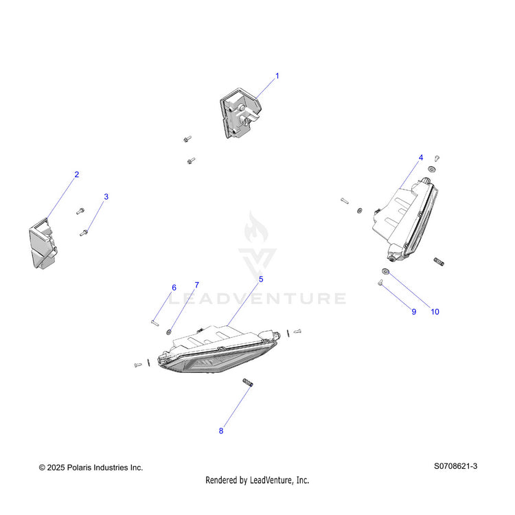 An Image of a Genuine Polaris Parts Schematic Diagram showing the schematic - ELECTRICAL: HEADLIGHTS & TAILLIGHTS - 2026 POLARIS RANGER 1000 CREW EPS