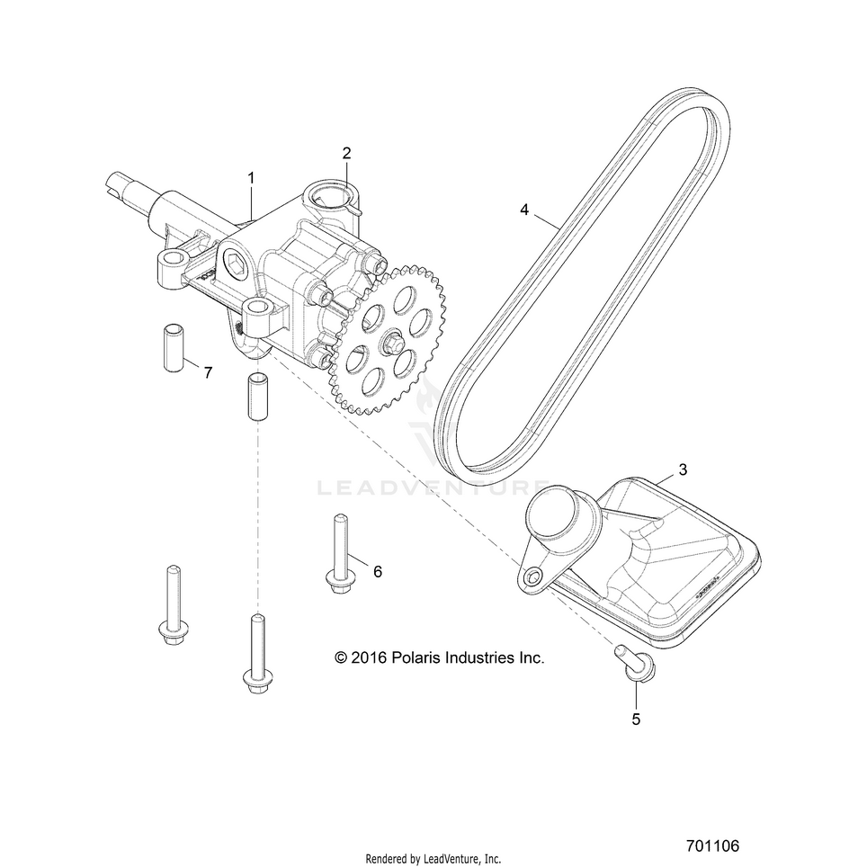 An Image of a Genuine Polaris Parts Schematic Diagram showing the schematic - ENGINE: OIL PUMP - 2017 POLARIS RANGER XP 1000