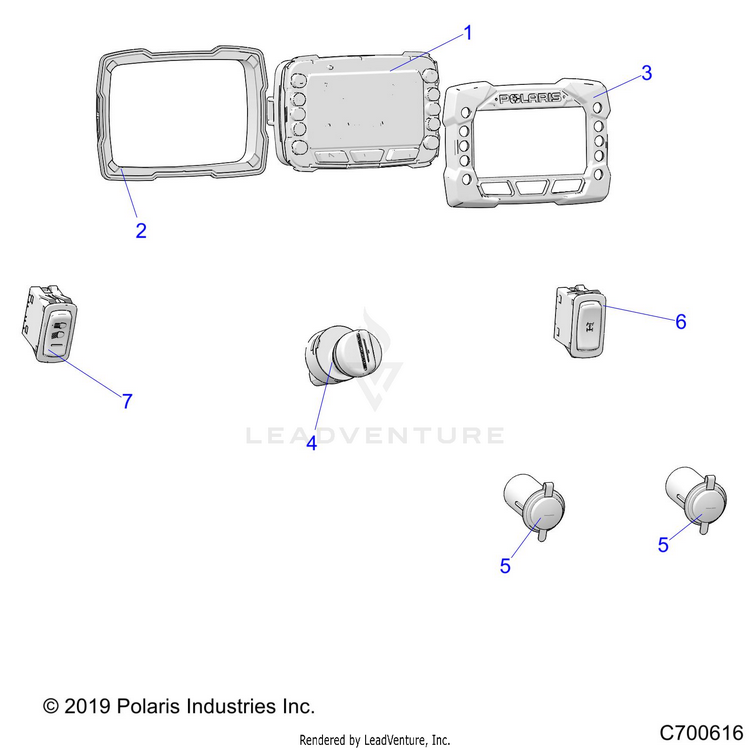 An Image of a Genuine Polaris Parts Schematic Diagram showing the schematic - ELECTRICAL: DASH CONTROLS - 2020 POLARIS RANGER CREW 1000 EPS FULL SIZE