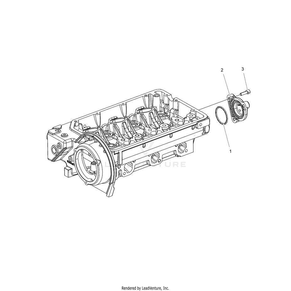 An Image of a Genuine Polaris Parts Schematic Diagram showing the schematic - ENGINE: COVER 3RD PTO - 2016 POLARIS RANGER 1000 DIESEL