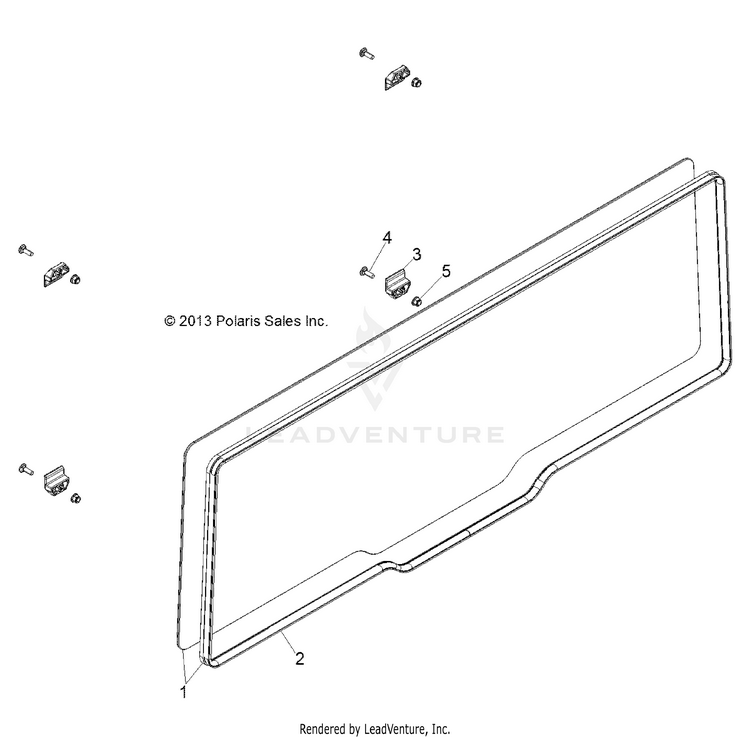 An Image of a Genuine Polaris Parts Schematic Diagram showing the schematic - BODY: WINDOW REAR - 2016 POLARIS RANGER HST