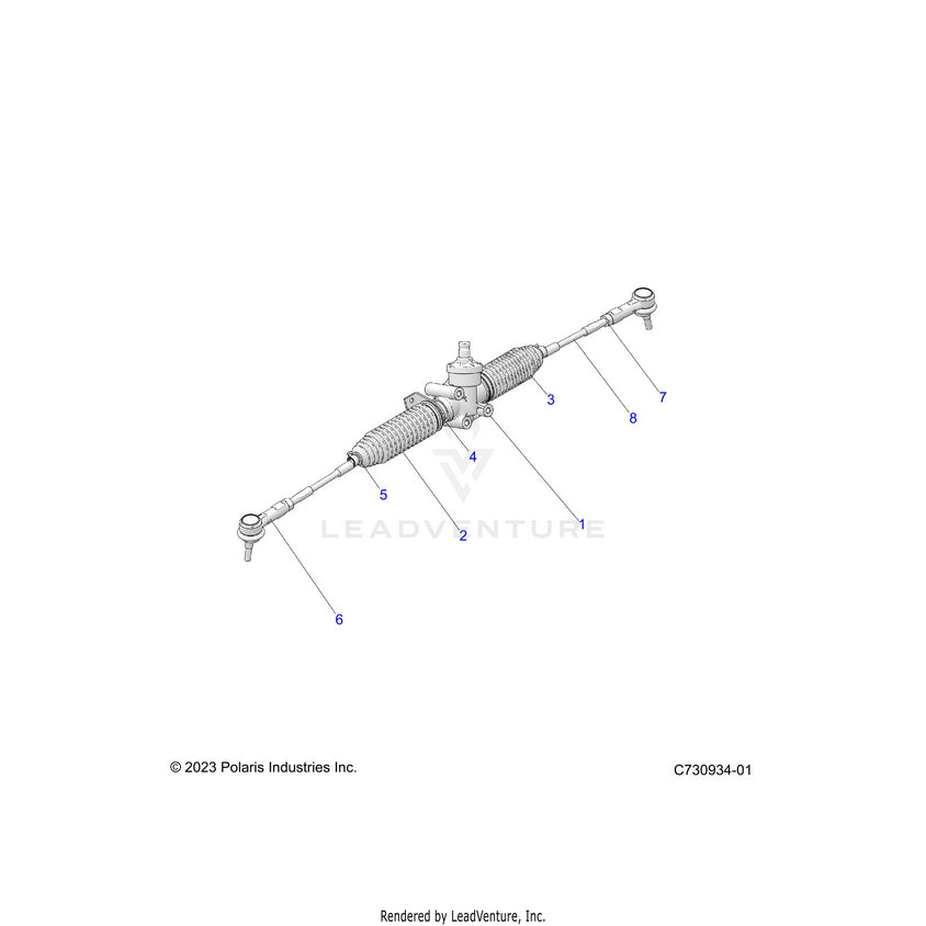 An Image of a Genuine Polaris Parts Schematic Diagram showing the schematic - STEERING: STEERING RACK. - 2023 POLARIS RANGER 570 NORTHSTAR