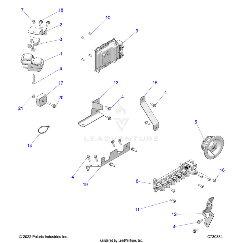 An Image of a Genuine Polaris Parts Schematic Diagram showing the schematic - ELECTRICAL: WIRE HARNESS COMPONENTS - 2024 POLARIS RANGER 1000 XP CREW NORTHSTAR