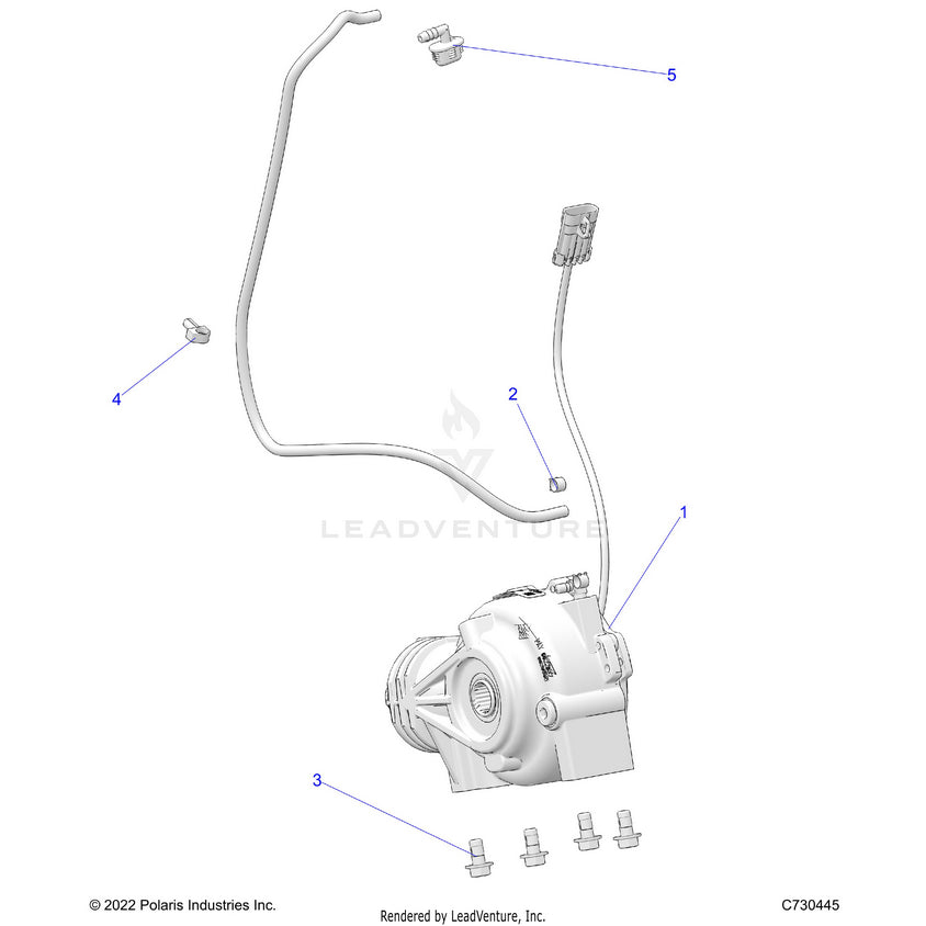 An Image of a Genuine Polaris Parts Schematic Diagram showing the schematic - DRIVE TRAIN: FRONT GEARCASE MOUNTING - 2025 POLARIS RANGER 570 PREMIUM