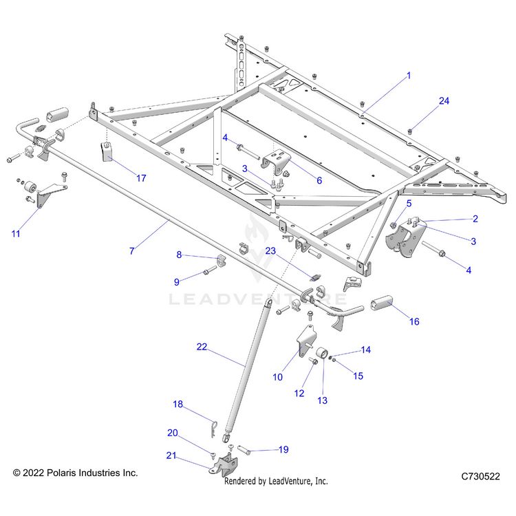 An Image of a Genuine Polaris Parts Schematic Diagram showing the schematic - BODY: BOX MOUNTING - 2024 POLARIS XPEDITION XP ULTIMATE