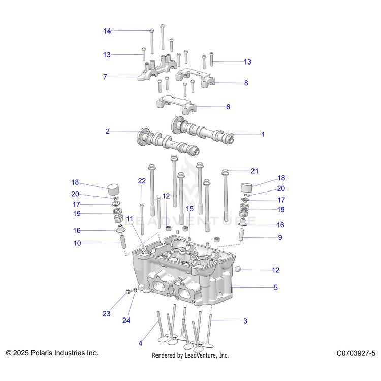 An Image of a Genuine Polaris Parts Schematic Diagram showing the schematic - ENGINE: CYLINDER HEAD AND VALVES - 2022 POLARIS GENERAL 1000 DELUXE EPS
