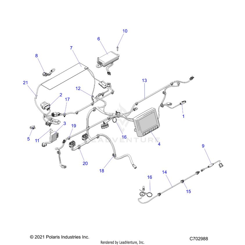 An Image of a Genuine Polaris Parts Schematic Diagram showing the schematic - ELECTRICAL: RIDE COMMAND COMPONENTS - 2024 POLARIS XPEDITION XP5 ULTIMATE
