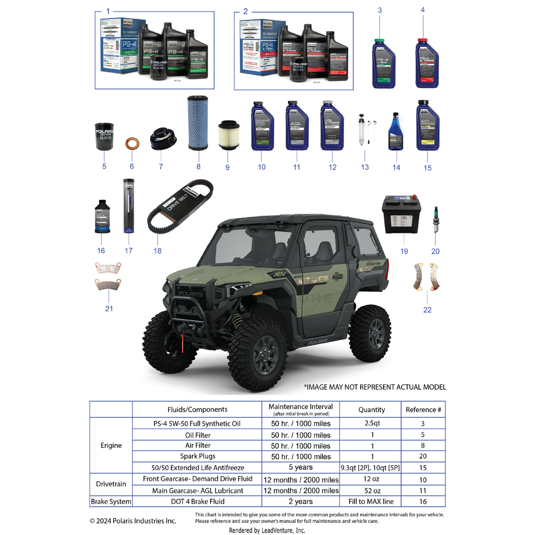 An Image of a Genuine Polaris Parts Schematic Diagram showing the schematic - *SERVICE AND MAINTENANCE PARTS LIST* - 2026 POLARIS XPEDITION XP5 NORTHSTAR