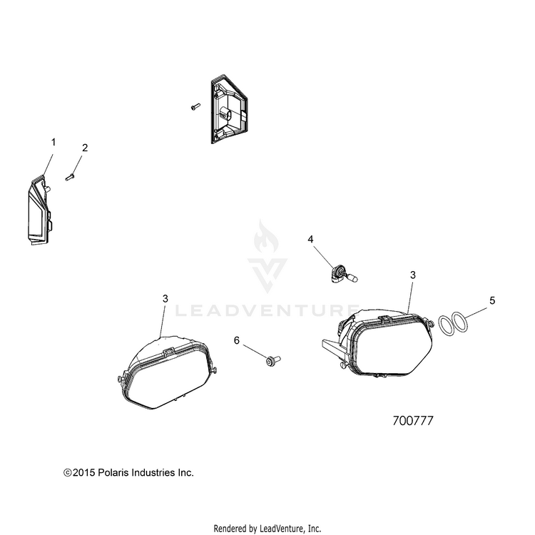 An Image of a Genuine Polaris Parts Schematic Diagram showing the schematic - ELECTRICAL: HEADLIGHTS TAILLIGHTS & BULBS - 2019 POLARIS RANGER 570 FULL SIZE