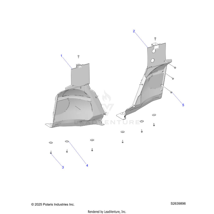 An Image of a Genuine Polaris Parts Schematic Diagram showing the schematic - BODY: FRONT CLOSE OFFS - 2026 POLARIS RANGER 570 NORTHSTAR