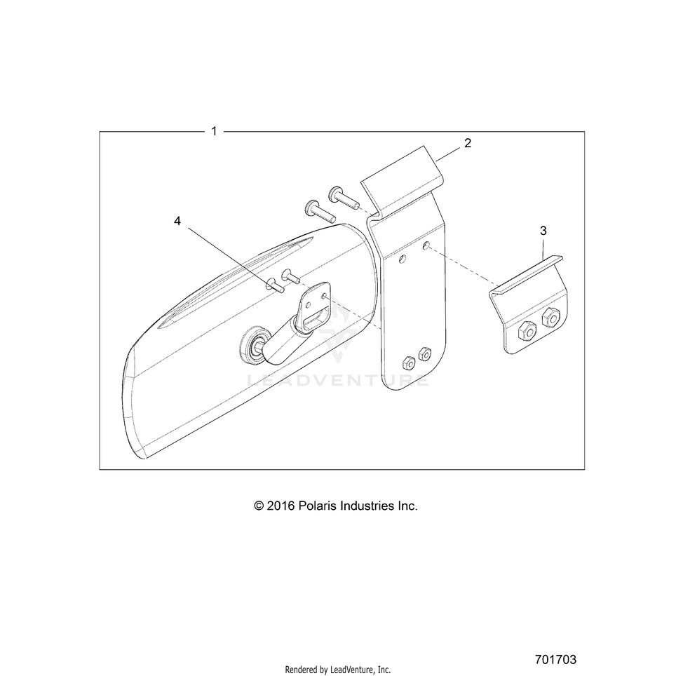 An Image of a Genuine Polaris Parts Schematic Diagram showing the schematic - BODY: CENTER MIRROR - 2017 POLARIS RANGER XP 1000