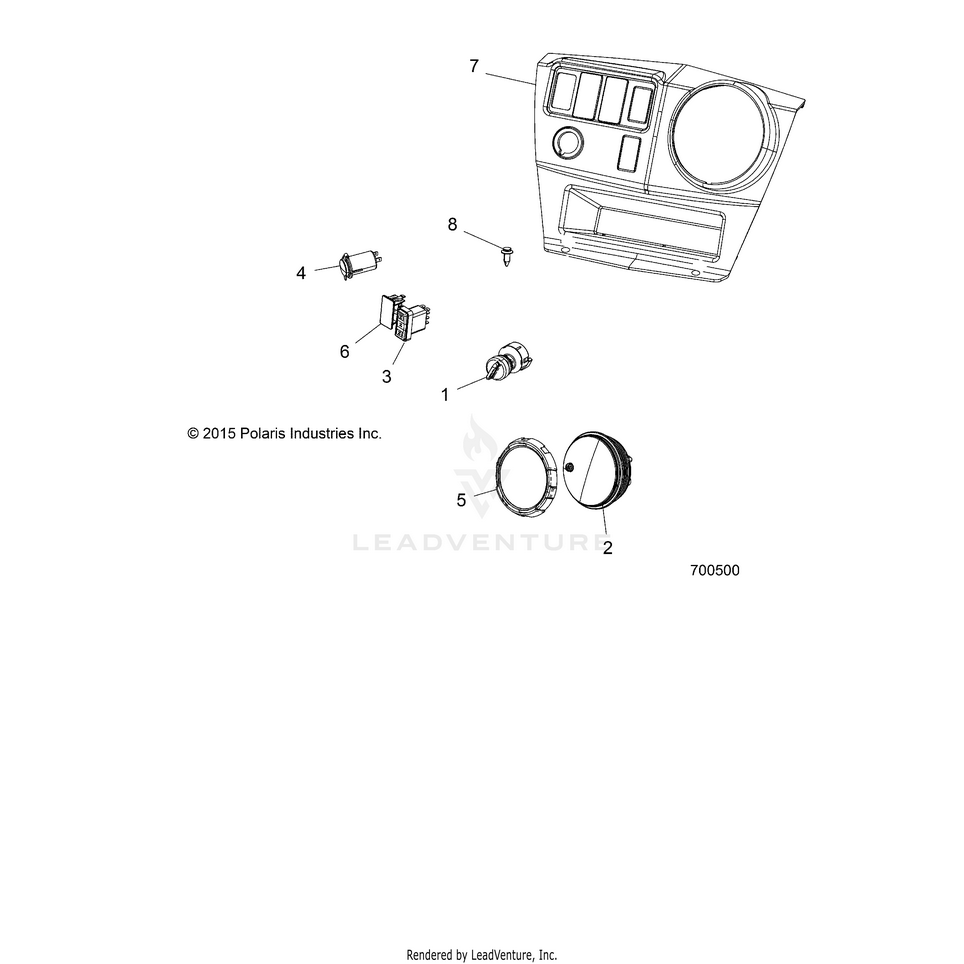 An Image of a Genuine Polaris Parts Schematic Diagram showing the schematic - ELECTRICAL: DASH INSTRUMENTS & CONTROLS - 2018 POLARIS RANGER 570 FULL SIZE
