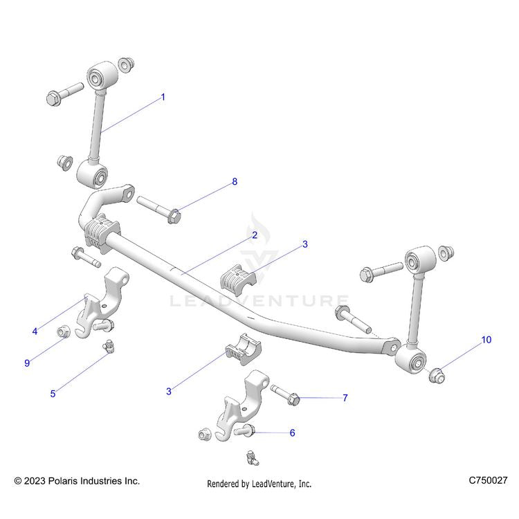 An Image of a Genuine Polaris Parts Schematic Diagram showing the schematic - SUSPENSION: FRONT STABILIZER BAR - 2024 POLARIS GENERAL 1000 SPORT