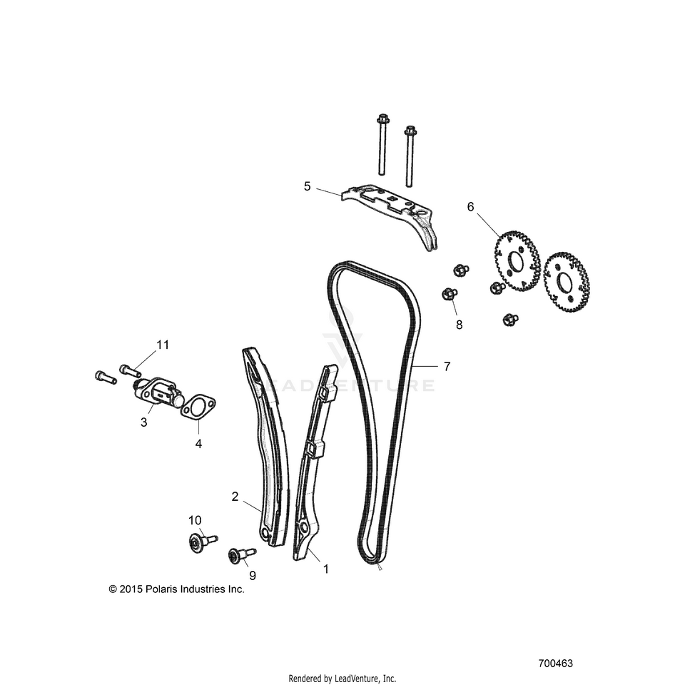 An Image of a Genuine Polaris Parts Schematic Diagram showing the schematic - ENGINE: CAM CHAIN AND TENSIONER - 2018 POLARIS GENERAL 1000 EPS