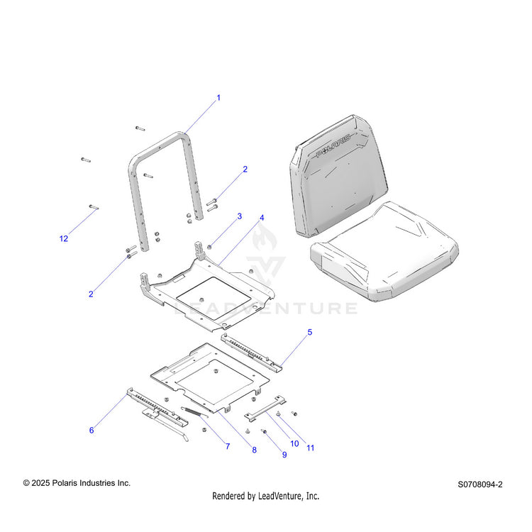 An Image of a Genuine Polaris Parts Schematic Diagram showing the schematic - BODY: SEAT SLIDER DRIVER - 2026 POLARIS RANGER 1000 EPS