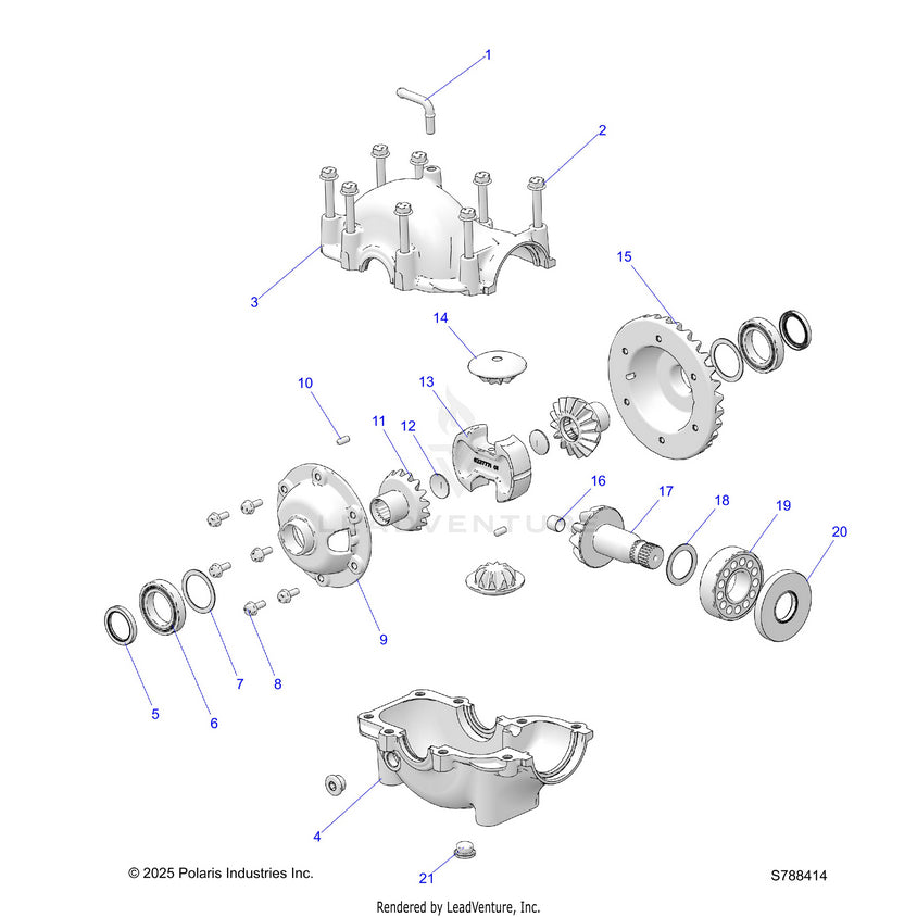 An Image of a Genuine Polaris Parts Schematic Diagram showing the schematic - DRIVE TRAIN: FRONT GEARCASE INTERNALS - 2026 POLARIS RANGER 500