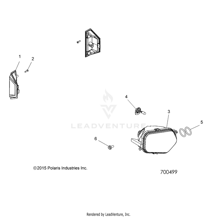An Image of a Genuine Polaris Parts Schematic Diagram showing the schematic - ELECTRICAL: HEADLIGHTS TAILLIGHTS & BULBS - 2017 POLARIS RANGER CREW 570 FULL SIZE