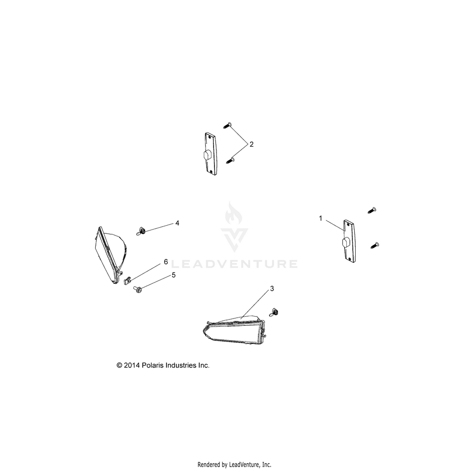 An Image of a Genuine Polaris Parts Schematic Diagram showing the schematic - ELECTRICAL: HEADLIGHTS TAILLIGHTS & BULBS - 2016 POLARIS RANGER EV